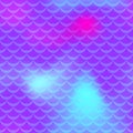 Ultra violet cyan mermaid scale background. Neon iridescent background. Fish scale pattern.