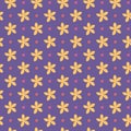 Ultra violet seamless pattern with flowers and dots