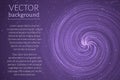 Ultra violet wavy space background. Glowing spiral cosmic banner with sample text . Futuristic vector illustration. Easy to edit Royalty Free Stock Photo