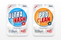 ultra wash laundry detergent or disinfectant labels set vector illustration