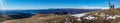 Ultra wide aerial view of the Lake Maggiore and the Alps from Mottarone