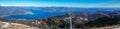 Ultra wide aerial view of the Lake Maggiore and the Alps from Mottarone