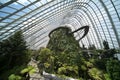 Ultra wide-angle perspective of the `Cloud Mountain` and `Cloud Forest` conservatory at the Gardens by the Bay, Singapore