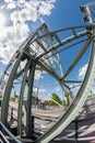 Ultra wide angle view of a lifting bridge