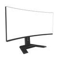 Ultra Wide Computer Monitor with Blank White Screen Isolated