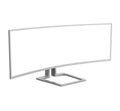 Ultra Wide Computer Monitor with Blank White Screen Isolated Royalty Free Stock Photo