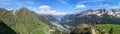 Ultra wide panorama from the Gotthardpass in Switzerland Royalty Free Stock Photo