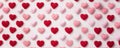 Ultra wide pattern small white pink red knitting in heart shape.