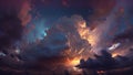 Ultra-wide view of dramatic cloudy sky at dusk