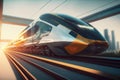 Ultrafast business train in the modern city