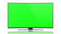 UltraHD Smart Tv with Curved green screen on white Royalty Free Stock Photo