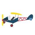 Ultralight Aircraft transportation cartoon character side view vector illustration