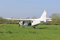 Ultralight airplane on a grass strip Royalty Free Stock Photo