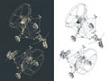 Ultralight trike aircraft isometric blueprints