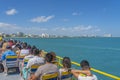 Ultramar ferry leaving to Isla Mujeres, view from the boots deck to Hotel Zone Cancun