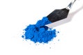 ultramarine pigment, dry paint on a white background, macro Royalty Free Stock Photo