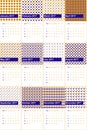 Ultramarine and tangerine colored geometric patterns calendar 2016