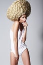 Ultramodern Hairstyle. Trendy Woman with Creative Art Wig with Braids