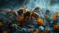 ultrarealistic bees closeup Royalty Free Stock Photo