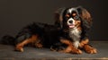 Ultrarealistic Image Of Smiling Cavalier King Charles Spaniel In Studio Setting