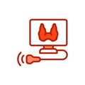 Ultrasonic diagnostic thyroid gland line icon. Isolated vector element.