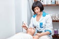 Ultrasonic face cleaning, peeling, in a beauty salon Royalty Free Stock Photo