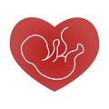 Ultrasonography baby icon on the heart background. Vector illustration.