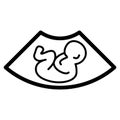 Ultrasonography vector icon. Black and white screening baby illustration. Solid linear icon.