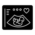 Ultrasonography vector icon. Black and white screening baby illustration. Solid linear icon.