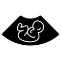 Ultrasonography vector icon. Black and white screening baby illustration. Solid linear icon.