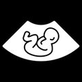 Ultrasonography vector icon. Black and white screening baby illustration. Solid linear icon.