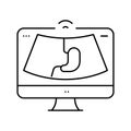 ultrasound abdomen health check line icon vector illustration