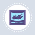 Ultrasound baby pregnant woman x-ray icon healthcare medical service logo medicine and health symbol concept flat