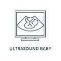 Ultrasound baby vector line icon, linear concept, outline sign, symbol