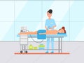 Woman Gets Ultrasound Cavitation Massage Vector