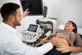 Ultrasound consultation at gynecologist clinic