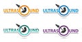 Ultrasound diagnostics logo in four colors. Medical research, gynecology clinic, polyclinics, obstetrics and hospitals, vector des