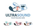 Ultrasound diagnostics logo. Medical research, gynecology clinic, polyclinics, obstetrics and hospitals, vector design and
