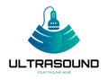 Ultrasound diagnostics logo. Medical research, gynecology clinic, polyclinics, obstetrics and hospitals, vector design and