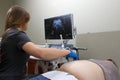 Ultrasound examination of the fetus of a pregnant woman. Apparatus for ultrasound examination. Ultrasonic scanner.
