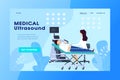 Ultrasound examination in medical clinic, pregnancy healthcare website vector illustration