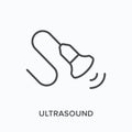 Ultrasound flat line icon. Vector outline illustration of diagnostic equipment. Black thin linear pictogram for medical