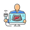 ultrasound liver health check color icon vector illustration