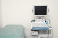 Ultrasound machine and examination table in hospital Royalty Free Stock Photo