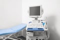 Ultrasound machine and examination table in hospital Royalty Free Stock Photo