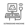 Ultrasound machine flat line icon. Vector illustration medical equipment for examination