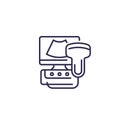 Ultrasound machine icon on white, line