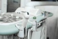 Ultrasound scanner and buttons closeup. Ultrasound sensors Royalty Free Stock Photo