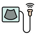 Ultrasound scanner screen icon color outline vector