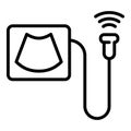 Ultrasound scanner screen icon, outline style